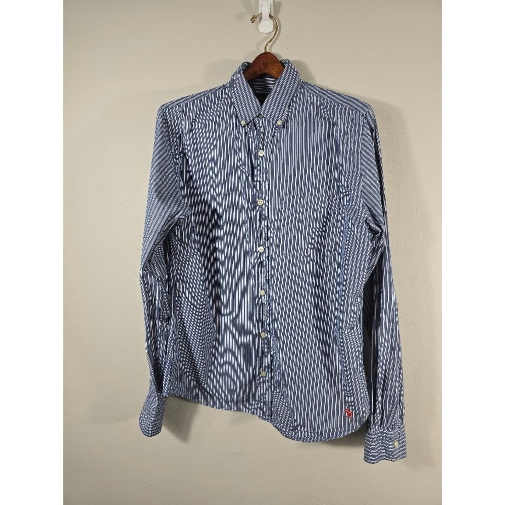 Abercrombie & Fitch Muscle Fit Striped Button Down Long Sleeve Shirt L